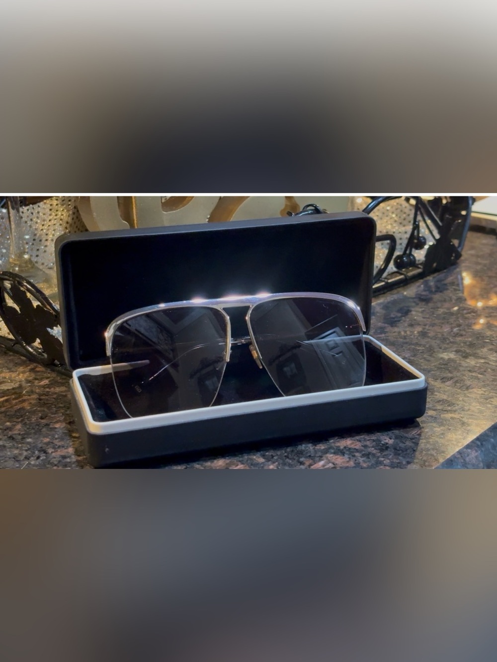 Givenchy Gold Flat-Top Aviator Sunglasses GV 7173/S J5G9O + Case